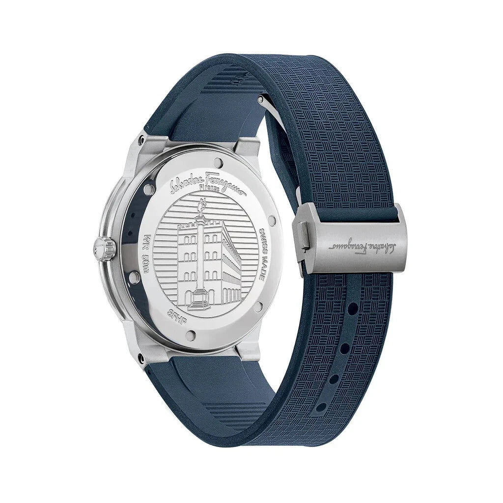 Ferragamo Sapphire Green Dial Blue Rubber Swiss Quartz Men’s Watch SFHP00120