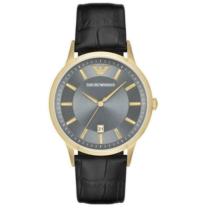 BRAND NEW MENS EMPORIO AMARNI AR11049 GOLD & BLACK LEATHER WATCH
