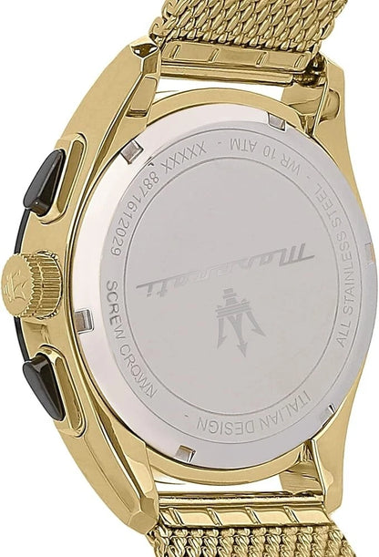 Maserati Traguardo Men's Quartz R8873612010 Yellow Gold Milanese Mesh Band Watch