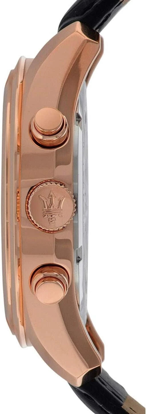 Maserati Traguardo Mens Gold-Plated Steel Quartz Watch R8871612002 Leather Strap