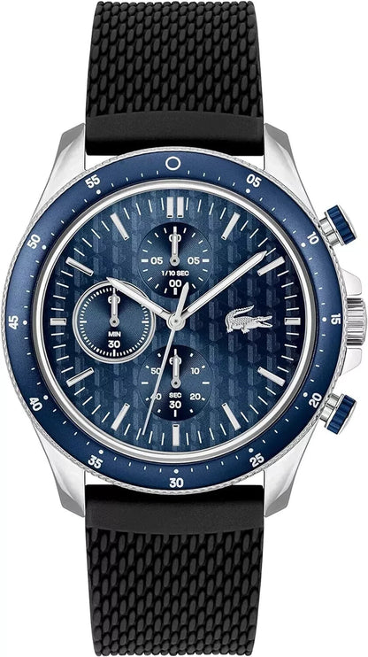 Lacoste Watch Neoheritage Chronograph Men's Quartz 2011252 Black Silicone New