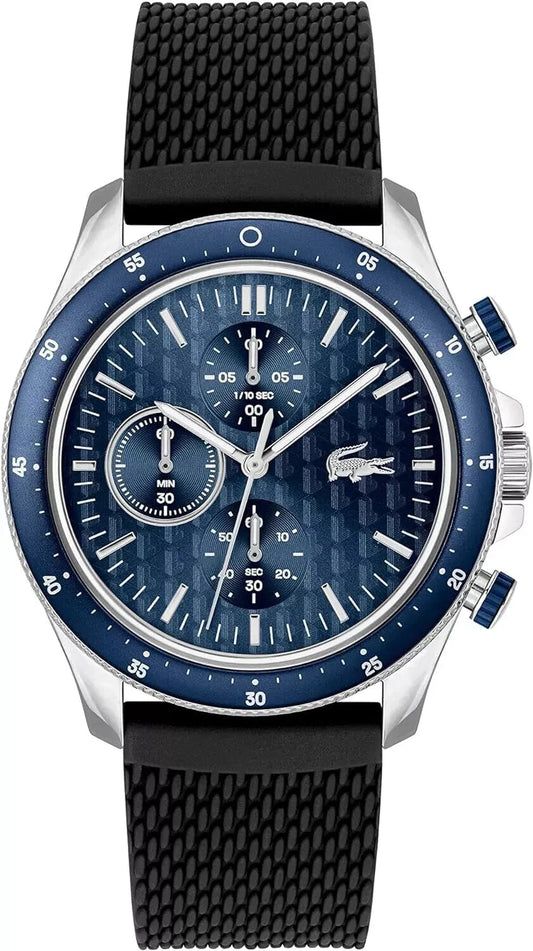Lacoste Watch Neoheritage Chronograph Men's Quartz 2011252 Black Silicone New
