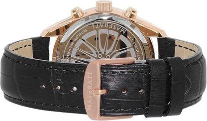 Maserati Traguardo Mens Gold-Plated Steel Quartz Watch R8871612002 Leather Strap