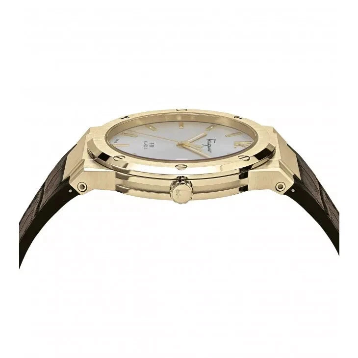 Ferragamo SFDT00419 F-80 Classic Men's Quartz Watch Steel Gold/White 42mm
