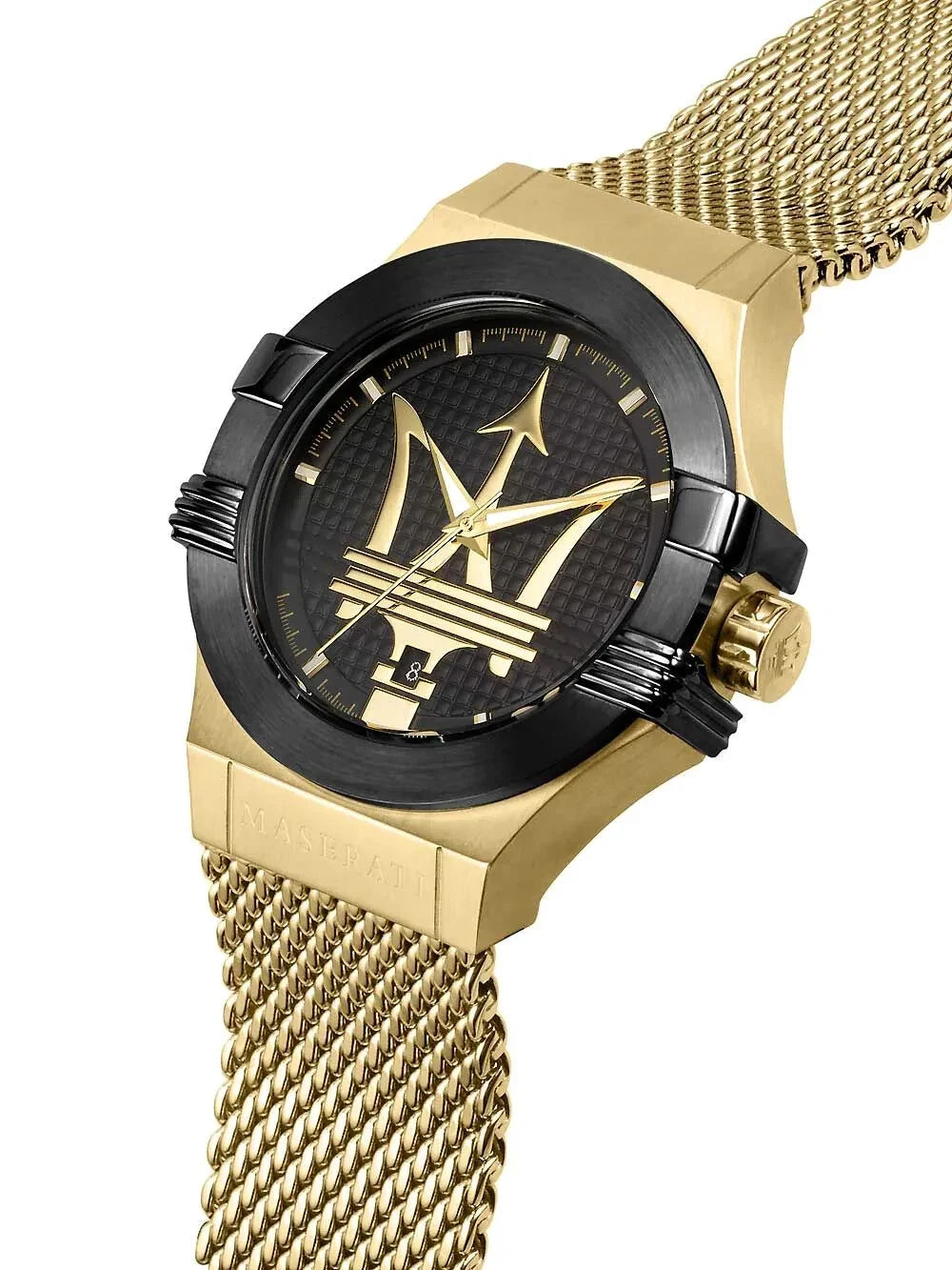 Maserati Potenza R8853108006 Mens Analog Quartz Gold Steel Watch Black Dial 42mm