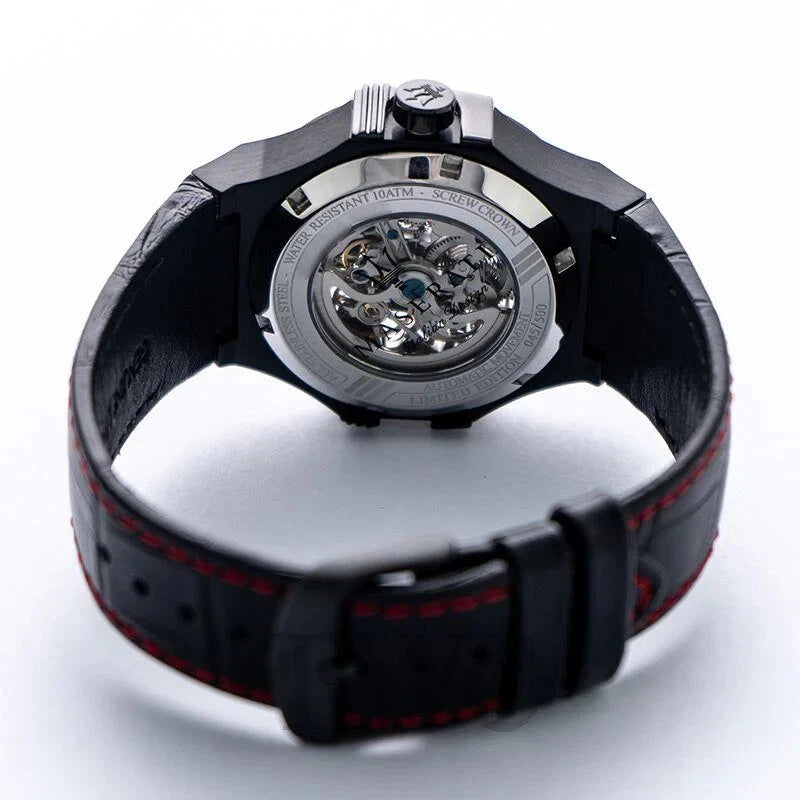 Maserati Potenza Men's R8821108008 Automatic Steel Black Leather Watch 40mm