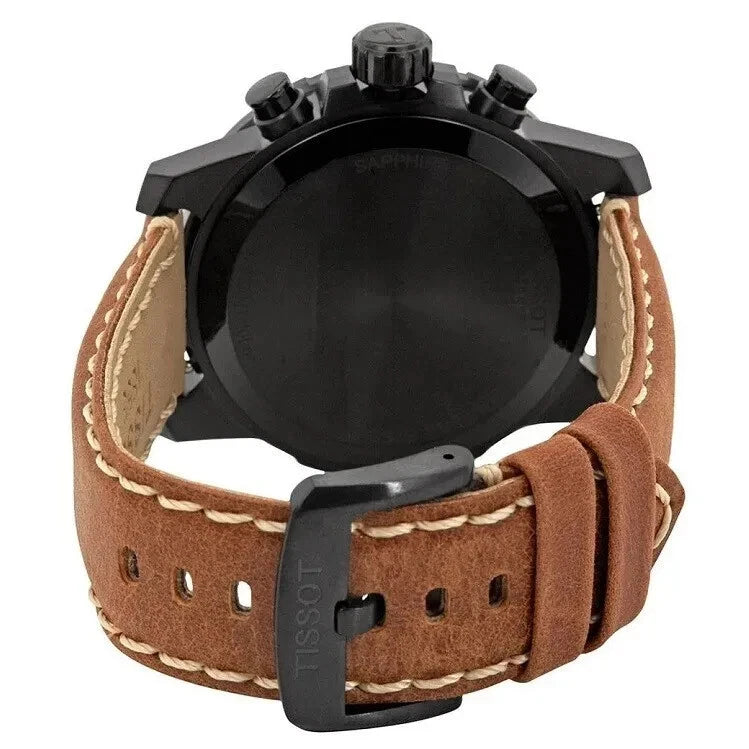 Tissot Supersport Chrono Black Dial Brown Leather Mens Watch T1256173605101