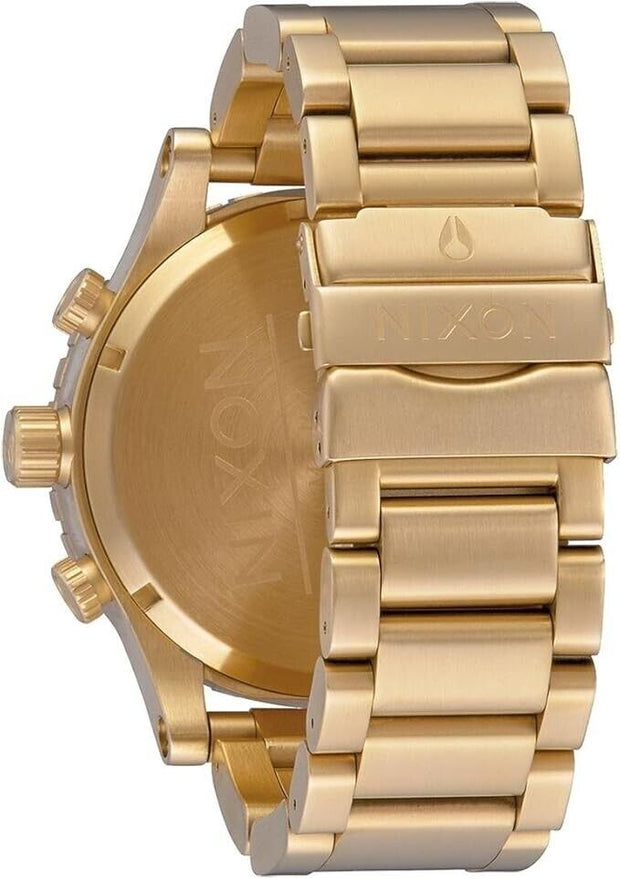 Nixon 51-30 Chrono A083-2735 Mens Quartz Watch Gold Case Blue Sunray Dial 51mm