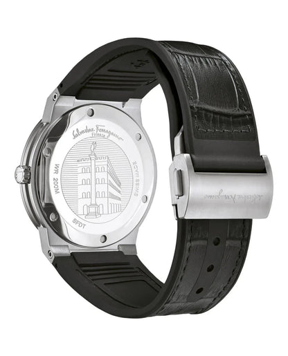 Ferragamo SFDT00219 F-80 Slim Men's Quartz Watch Stainless Steel Black Dial 42mm