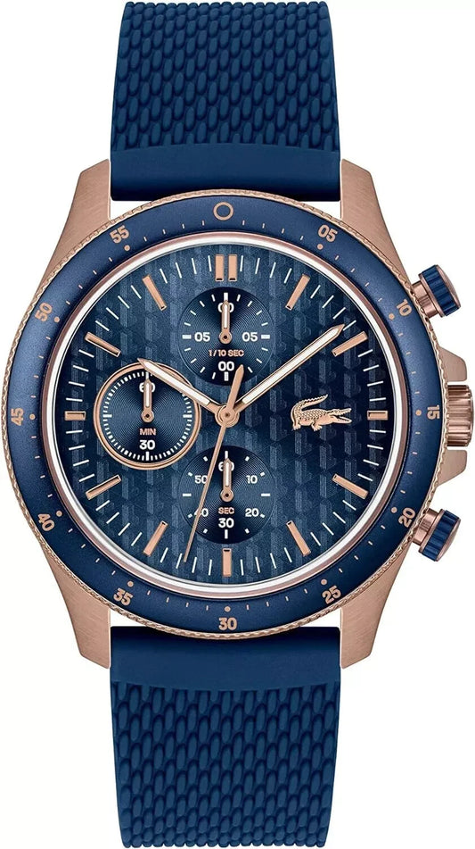 Lacoste Watch Neoheritage Chronograph Men's Quartz 2011253 Blue Silicone New