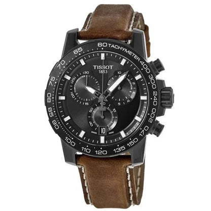 Tissot Supersport Chrono Black Dial Brown Leather Mens Watch T1256173605101