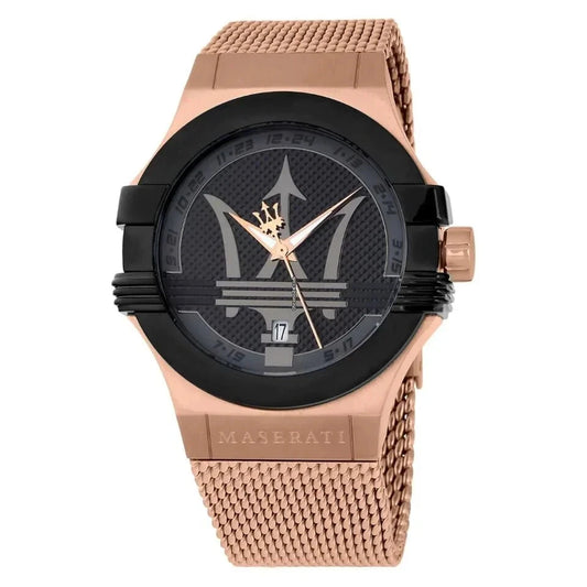 Maserati Potenza Men's R8853108009 Quartz Steel Watch Black Dial Mesh Strap 40mm