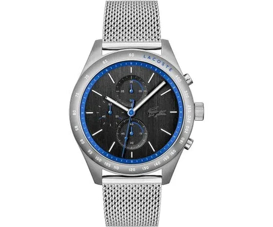 Lacoste Watch Apext Chronograph Men's Quartz 2011298 Silver Mesh New Boxed