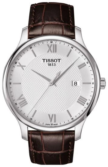 Tissot Tradition Quartz Ivory Silver Dial Brown Leather Watch T063.610.16.038.00