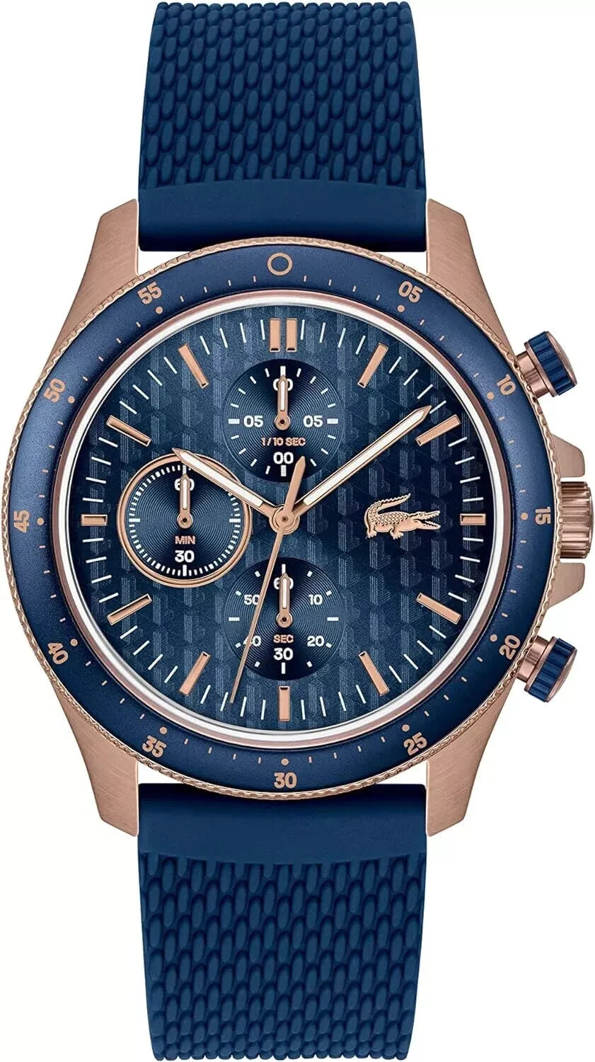Lacoste Watch Neoheritage Chronograph Men's Quartz 2011253 Blue Silicone New