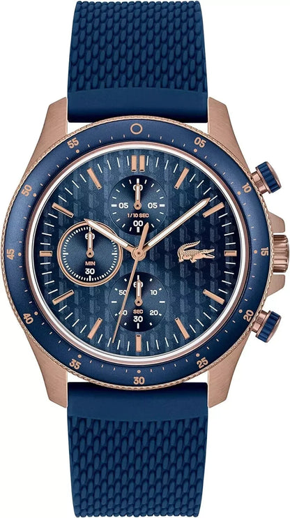 Lacoste Watch Neoheritage Chronograph Men's Quartz 2011253 Blue Silicone New
