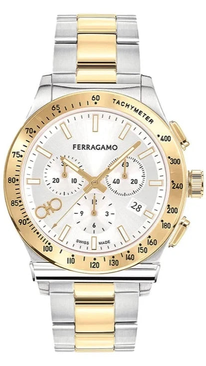 Salvatore Ferragamo 1927 SFKZ00523 Chrono Silver Dial Two Tone Steel Strap