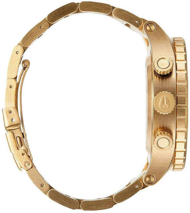 Nixon 48-20 Chrono Gold PVD Mens Watch A486-1922 Blue Dial48mm
