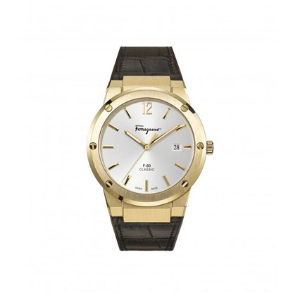Salvatore Ferragamo Watch SFDT00419 F-80 Brown Crocodile Pattern 41mm