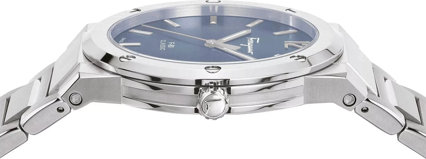 Ferragamo SFDT00239 F-80 Classic Men's Watch Black Silver Stainless Steel 42mm