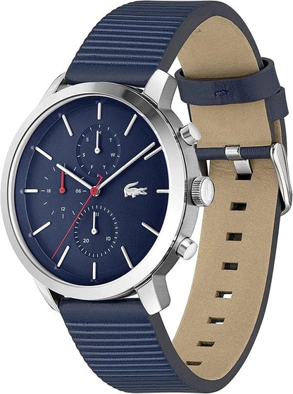 Lacoste Men's Replay Quartz Watch Blue Leather 2011176 New Boxed Chronograph