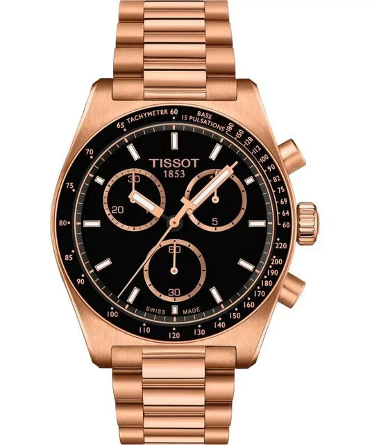 Tissot PR516 Chronograph T149.417.33.051.00 Rose Gold PVD Black Dial Men's Watch