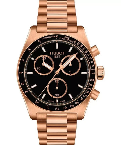 Tissot PR516 Chronograph T149.417.33.051.00 Rose Gold PVD Black Dial Men's Watch