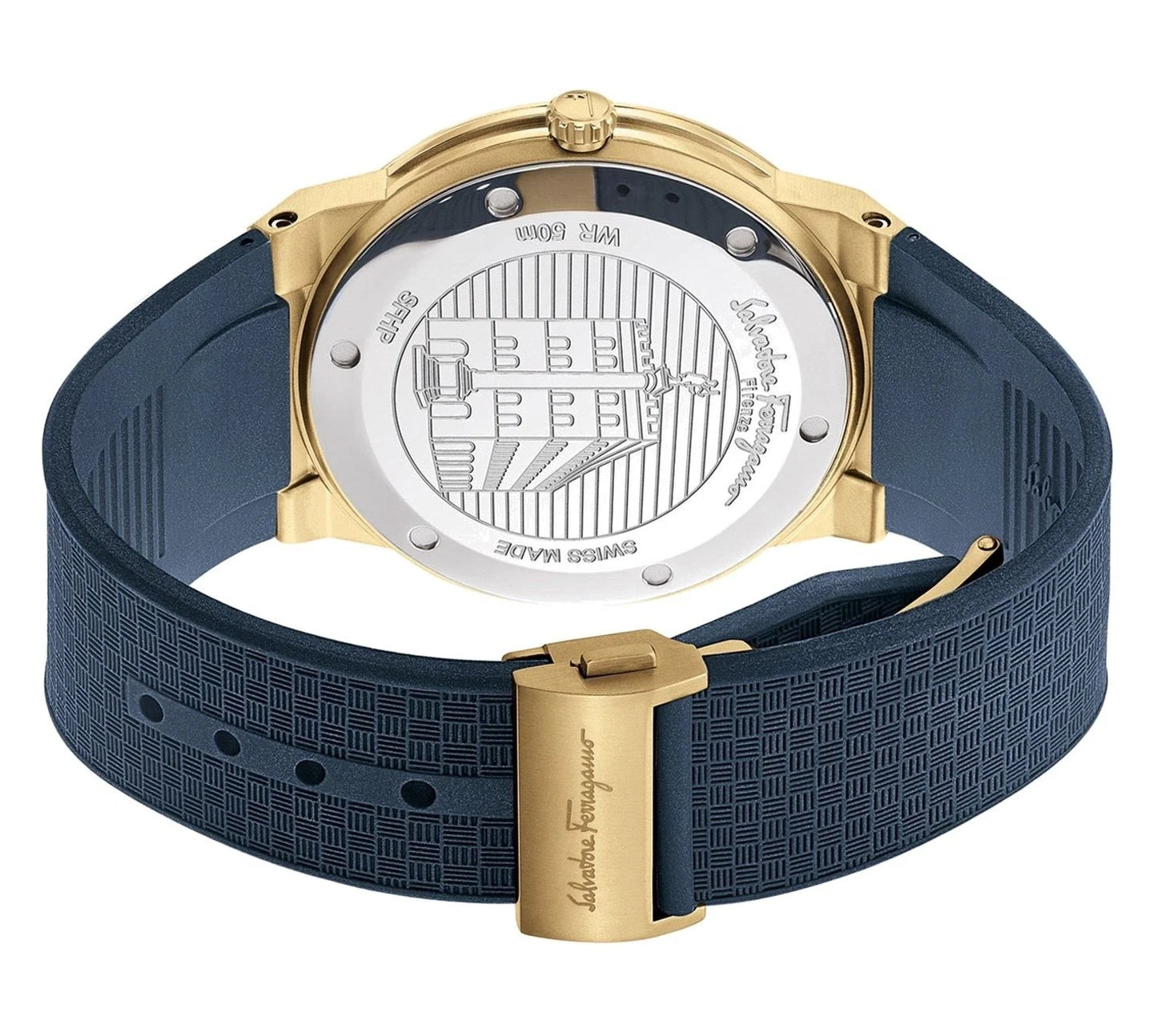 Ferragamo Sapphire Blue Dial Blue Rubber Swiss Quartz Men’s Watch SFHP00220