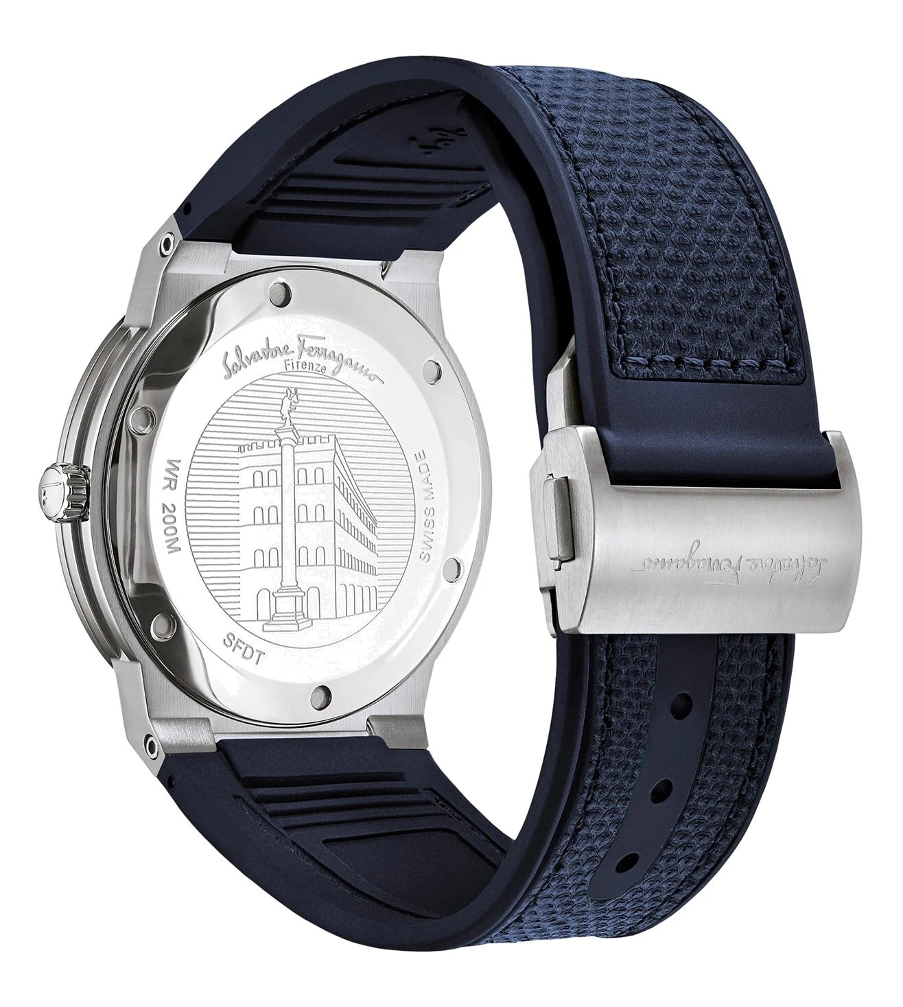 Ferragamo Men's F-80 SFDT00719 Watch Classic Blue Leather Strap Blue Dial 42mm