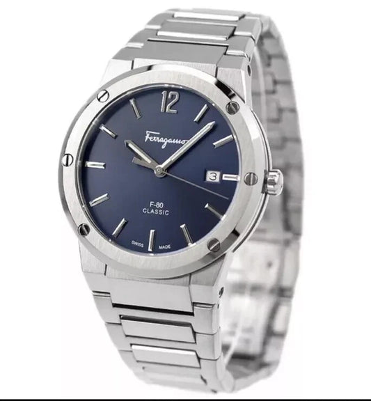 Ferragamo SFDT00229 F-80 Slim Classic Men's Quartz Watch Stainless Steel 42mm,
