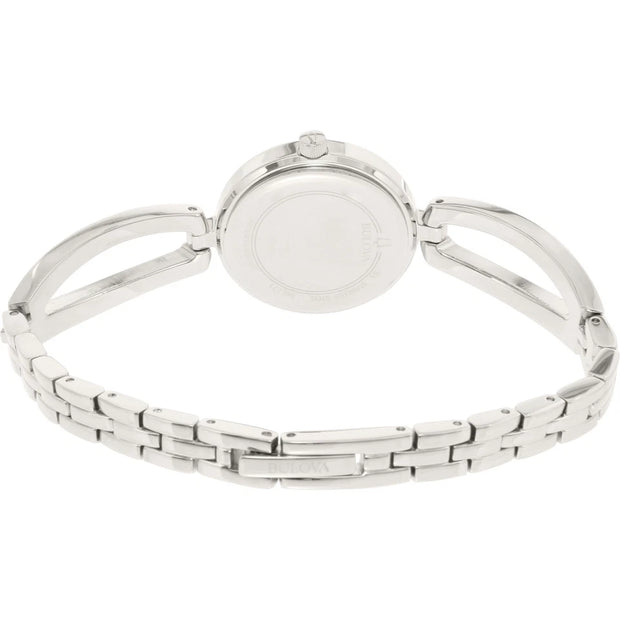 Bulova Crystal Collection Mother of Pearl Dial Silver Steel Strap Watch for Women - 96L223