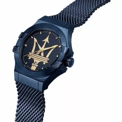 Maserati Potenza R8853108008 Men's Quartz Analog Blue Dial Watch Mesh Steel 42mm