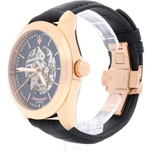 Maserati R8821112001 Traguardo Men's Automatic Skeleton Dial Leather Strap 45mm