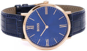 Hugo Boss Men’s Quartz Blue Leather Strap Blue Dial 40mm Watch – Model 1513371